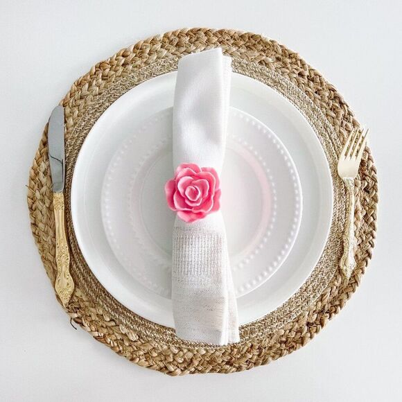 Elegant Rose Napkin Rings – Light Pink - Handmade - Wedding Party Event Planner - Picture 1 of 13